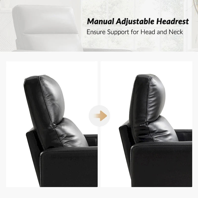 Ensemble de 2 fauteuils inclinables pivotants et à bascule Josefa Modern en cuir véritable par Hulala Home
