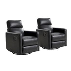 Ensemble de 2 fauteuils inclinables pivotants et à bascule Josefa Modern en cuir véritable par Hulala Home
