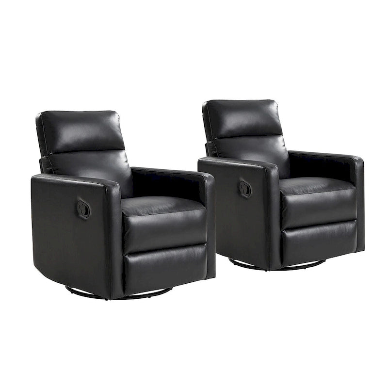 Ensemble de 2 fauteuils inclinables pivotants et à bascule Josefa Modern en cuir véritable par Hulala Home