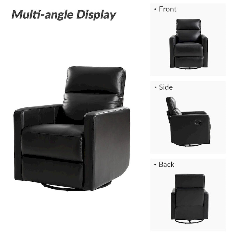 Ensemble de 2 fauteuils inclinables pivotants et à bascule Josefa Modern en cuir véritable par Hulala Home