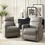 Ensemble de 2 fauteuils inclinables pivotants et à bascule Josefa Modern en cuir véritable par Hulala Home