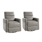 Ensemble de 2 fauteuils inclinables pivotants et à bascule Josefa Modern en cuir véritable par Hulala Home