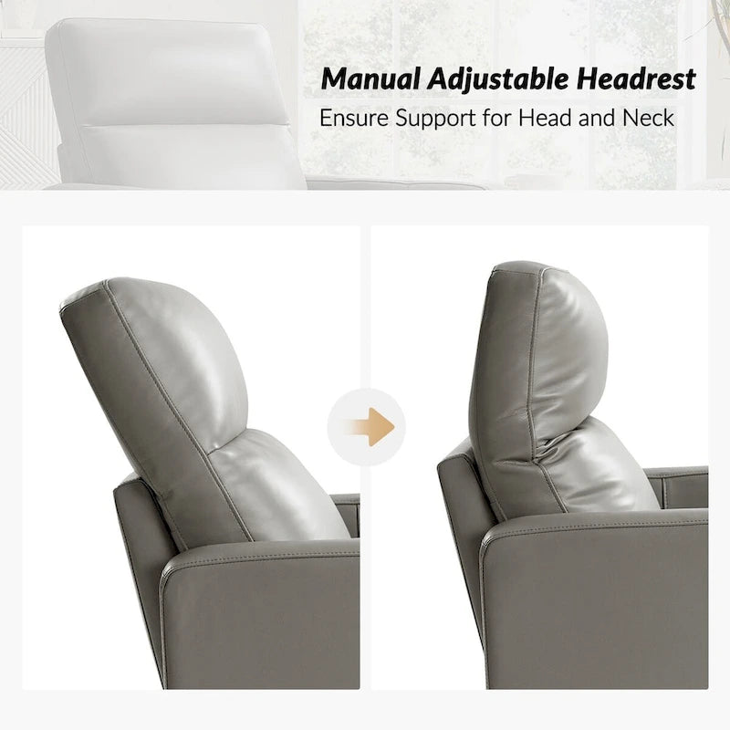 Ensemble de 2 fauteuils inclinables pivotants et à bascule Josefa Modern en cuir véritable par Hulala Home