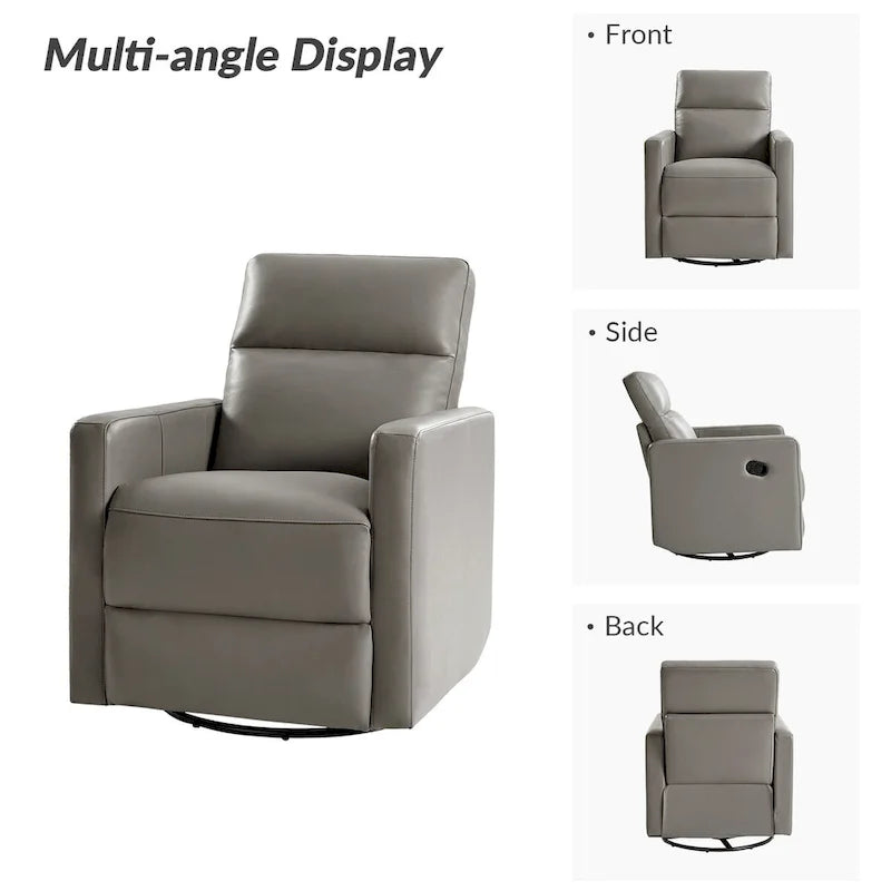 Ensemble de 2 fauteuils inclinables pivotants et à bascule Josefa Modern en cuir véritable par Hulala Home