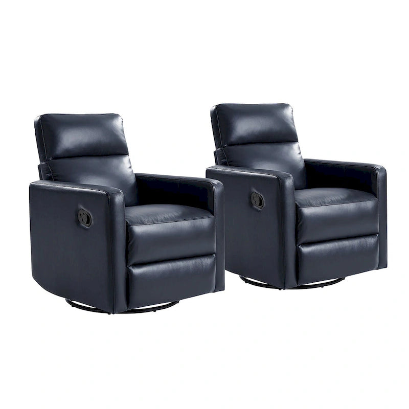 Ensemble de 2 fauteuils inclinables pivotants et à bascule Josefa Modern en cuir véritable par Hulala Home