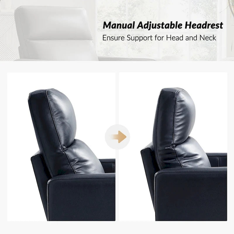 Ensemble de 2 fauteuils inclinables pivotants et à bascule Josefa Modern en cuir véritable par Hulala Home