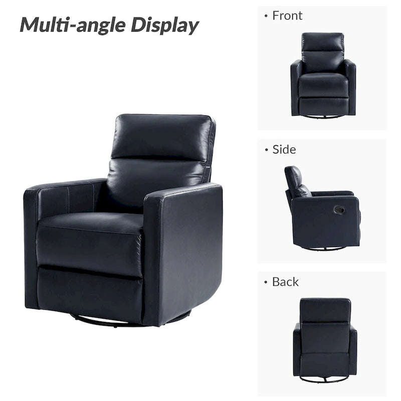 Ensemble de 2 fauteuils inclinables pivotants et à bascule Josefa Modern en cuir véritable par Hulala Home