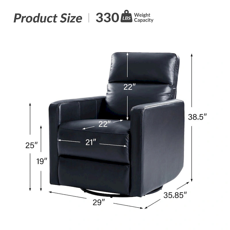 Ensemble de 2 fauteuils inclinables pivotants et à bascule Josefa Modern en cuir véritable par Hulala Home