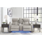 Causeuse inclinable électrique gris Boyington avec console Signature Design by Ashley - 75 larg. x 40 prof. x 44 haut.