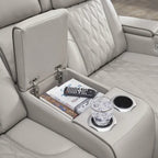 Causeuse inclinable électrique gris Boyington avec console Signature Design by Ashley - 75 larg. x 40 prof. x 44 haut.