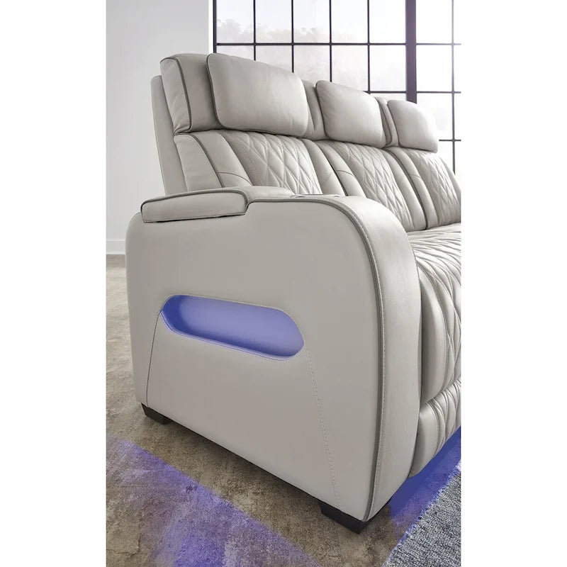 Causeuse inclinable électrique gris Boyington avec console Signature Design by Ashley - 75 larg. x 40 prof. x 44 haut.