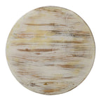 Table basse Alina en manguier sculpté à la main, motif floral ajouré, finition blanc vieilli, 33 po