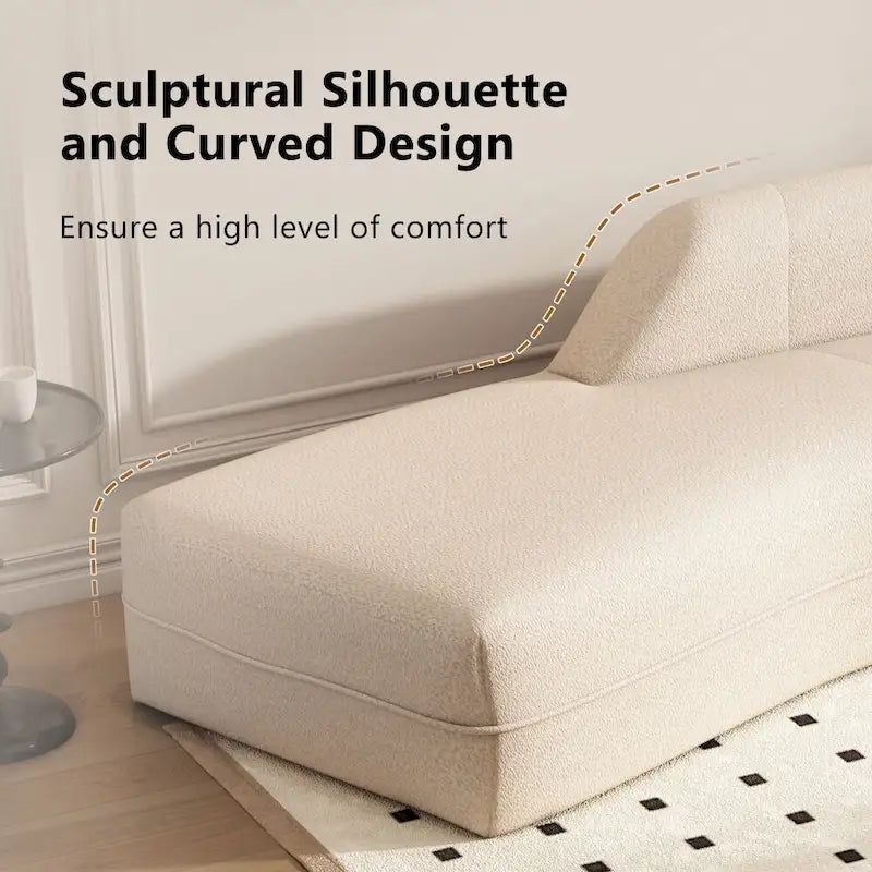 109.4 Chaise longue incurvée Canapé moderne d'intérieur pour salon, Beige