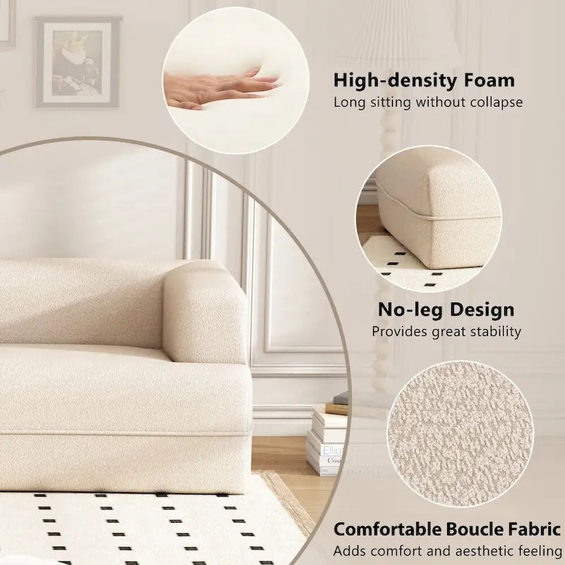 109.4 Chaise longue incurvée Canapé moderne d'intérieur pour salon, Beige