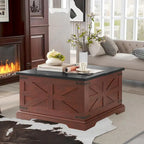Table basse de salon relevable carrée Roomfitters style ferme, table centrale en bois, table centrale carrée en bois avec rangement caché