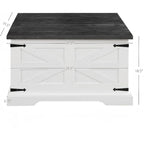Table basse de salon relevable carrée Roomfitters style ferme, table centrale en bois, table centrale carrée en bois avec rangement caché