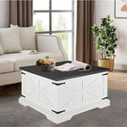 Table basse de salon relevable carrée Roomfitters style ferme, table centrale en bois, table centrale carrée en bois avec rangement caché