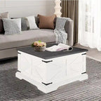 Table basse de salon relevable carrée Roomfitters style ferme, table centrale en bois, table centrale carrée en bois avec rangement caché