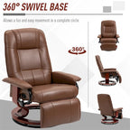 Fauteuil de relaxation pivotant réglable en cuir avec repose-pieds et accoudoirs