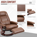 Fauteuil de relaxation pivotant réglable en cuir avec repose-pieds et accoudoirs