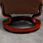Fauteuil de relaxation pivotant réglable en cuir avec repose-pieds et accoudoirs