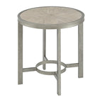 Table d'appoint ronde avec plateau en chêne blanc Corfu et cadre en métal