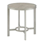 Table d'appoint ronde avec plateau en chêne blanc Corfu et cadre en métal