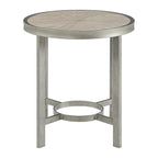 Table d'appoint ronde avec plateau en chêne blanc Corfu et cadre en métal