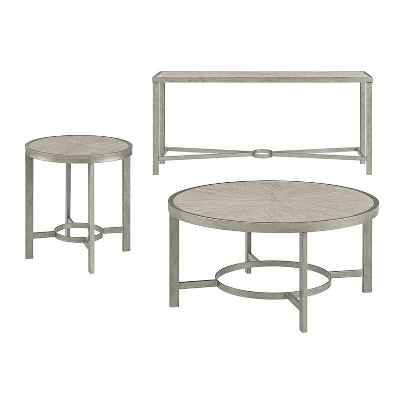 Table d'appoint ronde avec plateau en chêne blanc Corfu et cadre en métal