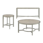 Table d'appoint ronde avec plateau en chêne blanc Corfu et cadre en métal