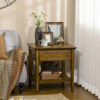 Table d'appoint avec rangement, table de chevet vintage avec tiroir et étagère ouverte