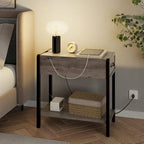 Table d'appoint avec station de recharge, Table d'appoint étroite avec tiroir et Table de chevet de rangement