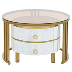 Tables basses empilables Mieres Modernes, Lot de 2 tables basses gigognes, Tables d'appoint avec plateau en verre trempé marron