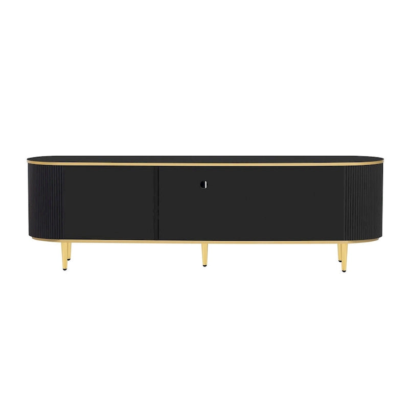 Meuble TV moderne pour téléviseurs jusqu'à 80 pouces, centre de divertissement avec 4 tiroirs et 1 placard