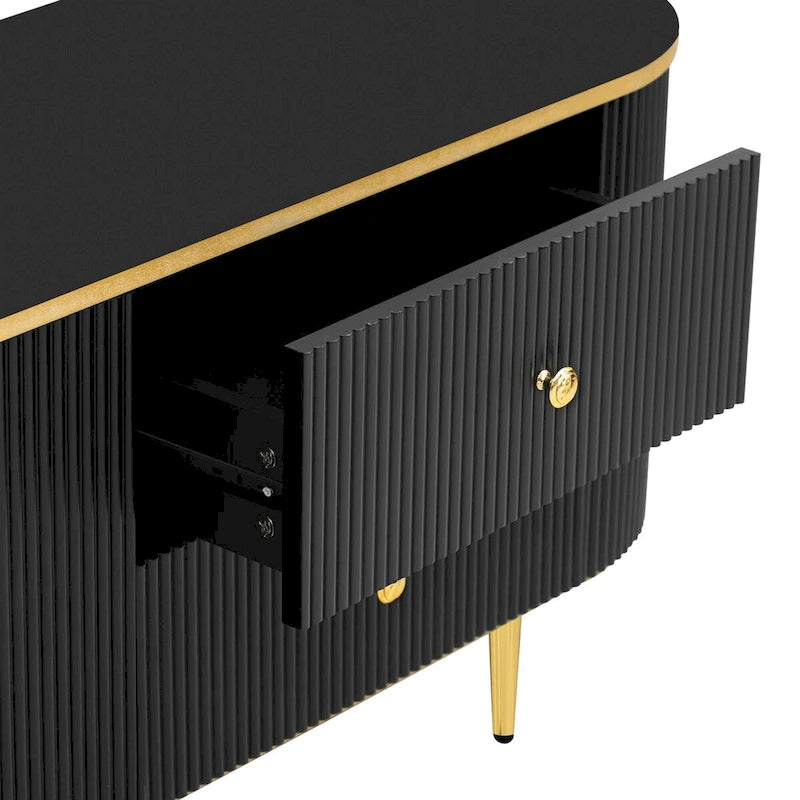 Meuble TV moderne pour téléviseurs jusqu'à 80 pouces, centre de divertissement avec 4 tiroirs et 1 placard