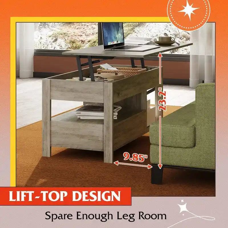 Table basse de salon avec rangement - 18.9P x 38.58L x 17.83H