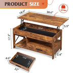 Table basse de salon avec rangement - 18.9P x 38.58L x 17.83H