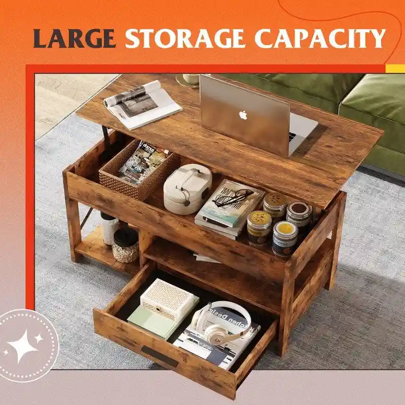 Table basse de salon avec rangement - 18.9P x 38.58L x 17.83H