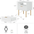Table de chevet avec station de recharge - 11.81P x 15.75L x 22.05H