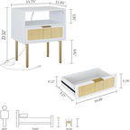Table de chevet avec station de recharge - 11.81P x 15.75L x 22.05H