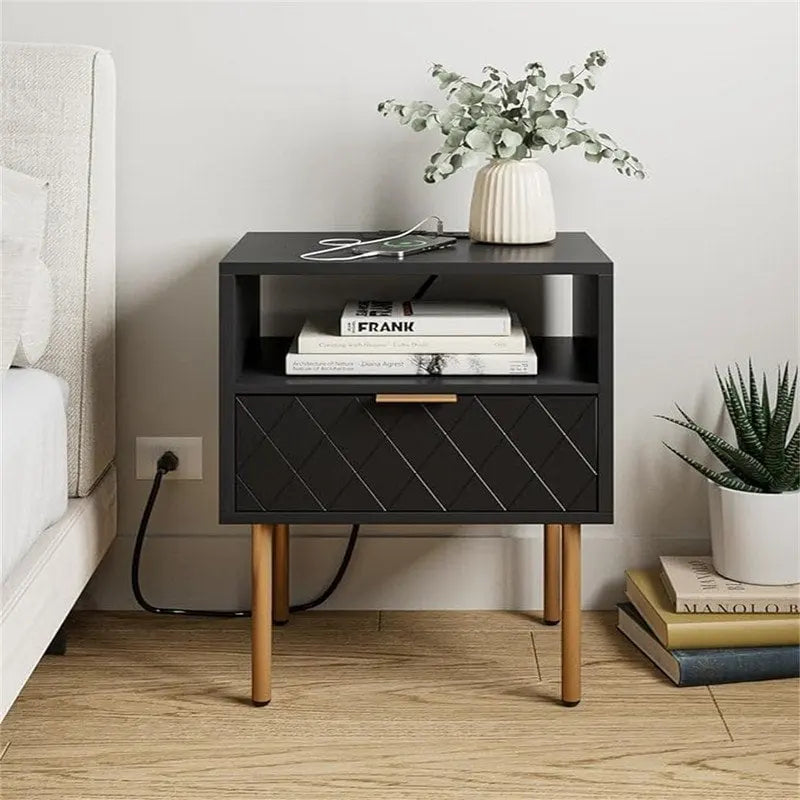 Table de chevet avec station de recharge - 11.81P x 15.75L x 22.05H
