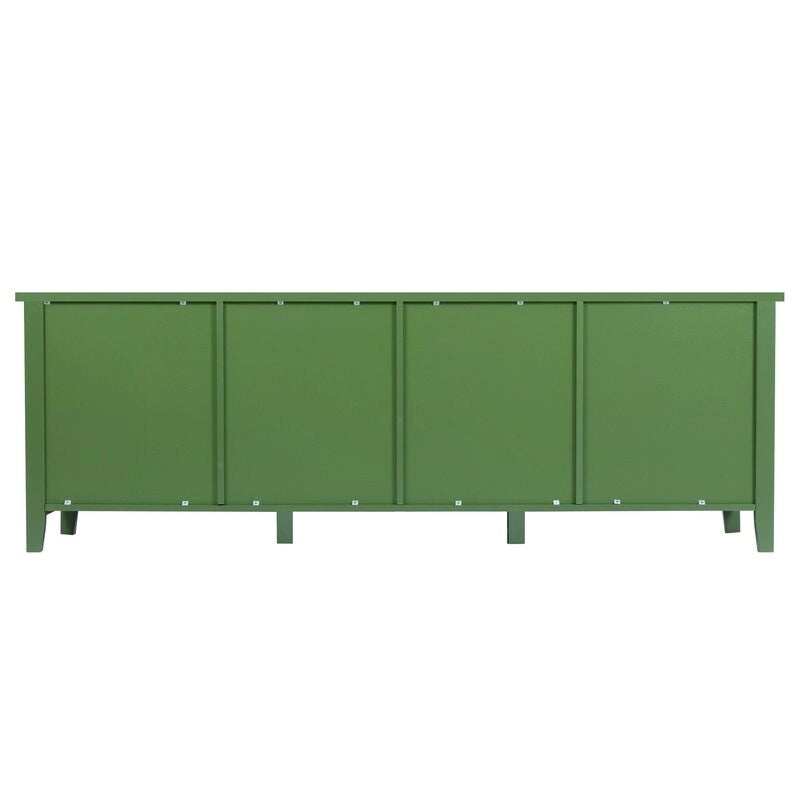 Meuble TV vert vintage, buffet de maison d'artiste avec portes et étagères en verre, meuble de rangement d'appoint pour bar à café