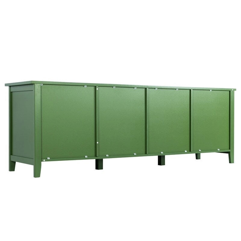 Meuble TV vert vintage, buffet de maison d'artiste avec portes et étagères en verre, meuble de rangement d'appoint pour bar à café
