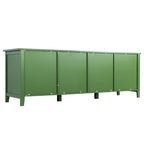 Meuble TV vert vintage, buffet de maison d'artiste avec portes et étagères en verre, meuble de rangement d'appoint pour bar à café