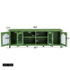 Meuble TV vert vintage, buffet de maison d'artiste avec portes et étagères en verre, meuble de rangement d'appoint pour bar à café