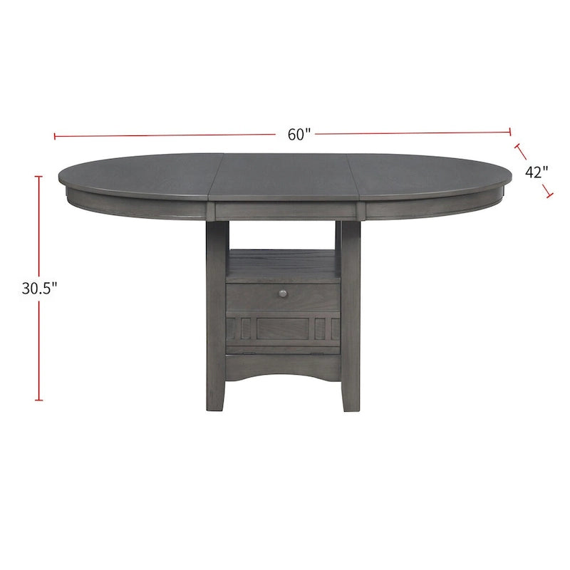 Table à manger en bois avec rangement, gris moyen