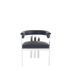 Chaise de salle à manger Modrest Pontiac moderne en cuir vegan noir et acier inoxydable