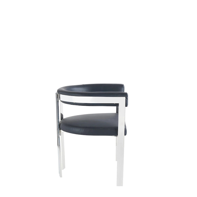 Chaise de salle à manger Modrest Pontiac moderne en cuir vegan noir et acier inoxydable