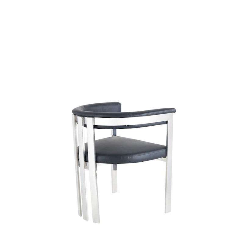 Chaise de salle à manger Modrest Pontiac moderne en cuir vegan noir et acier inoxydable