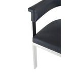 Chaise de salle à manger Modrest Pontiac moderne en cuir vegan noir et acier inoxydable